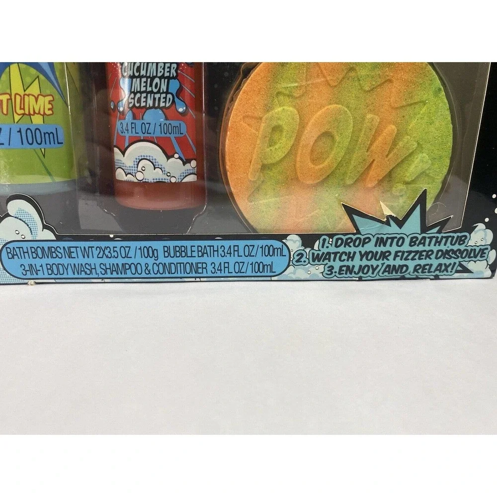 POP BOOM Body & Earth 4-Piece Bath Set 3-in-1 Body Wash Bubble Bath Bath Bombs